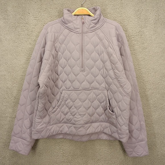 Avalanche XL Quilted Pullover Sweatshirt Half Zip Mock Neck Lavender Long Sleeve - Picture 1 of 13